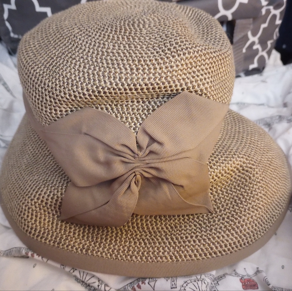 Vintage Eric Javits cloche hat ribbon bow & trim squishee packable - Picture 9 of 9